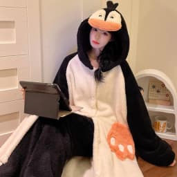 Thicken Flannel Cartoon Pajama Kigurumi Winter Robe Sleepwear Jumpsuit Halloween Funny Home Clothes Loungewear Cosplay Costume
