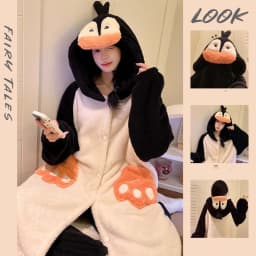 Thicken Flannel Cartoon Pajama Kigurumi Winter Robe Sleepwear Jumpsuit Halloween Funny Home Clothes Loungewear Cosplay Costume