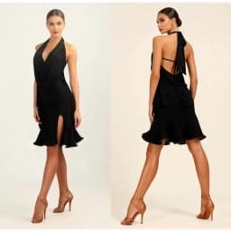 2026 New Adult Latin Dance Dress for Women Black Strappy Design Suitable Dancewear Training Performance Cha-cha Rumba Costume