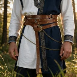 UYEE Retro Viking Style Belt Adjustable Medieval PU Leather Belt with Metal Chain Punk Steampunk Cosplay Accessories