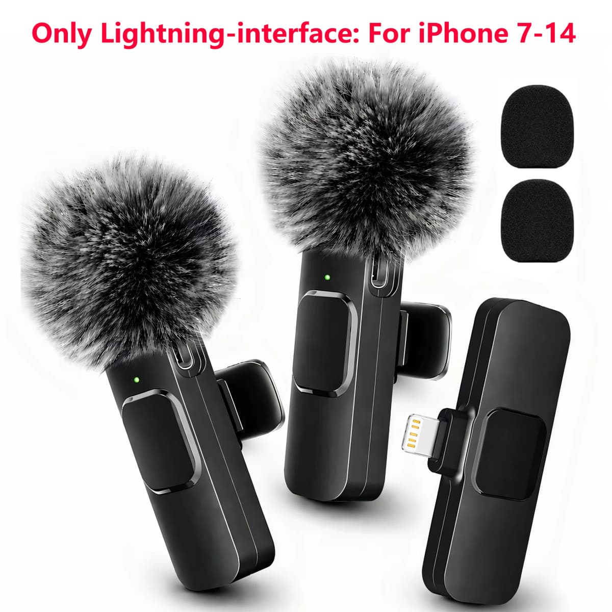 Wireless Lapel Microphone, Lightning Connector Only, mini Clip Microphone, Suitable for Live Streaming, Vlogs, Interviews.