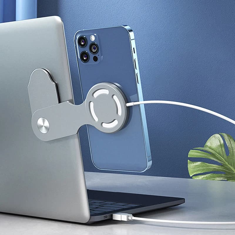 Magnetic Laptop Screen Phone Holder For Phone Computer Screen Lateral Magnetic Wireless Charging Stand