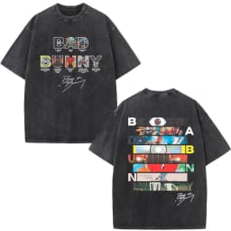 Rapper Bad Bunny Washed Vintage T-shirt Debi Tirar Mas Fotos DTMF World Tour 2026 T Shirts Men Women Fashion Hip Hop T-shirts