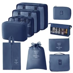 Travel Storage Bags Set 7/8/9/10-Piece Digital Toiletries Organizer Suitcase Packing Cubes for Clothes Shoes Clothes Tidy Pouch