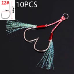 10PCS/Lot Cast Jig Assist Hook High Carbon Steel Angle Barbed Thread Feather Lure Fishing Tackle Slow Jigging Sea Pesca Fishhook