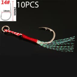 10PCS/Lot Cast Jig Assist Hook High Carbon Steel Angle Barbed Thread Feather Lure Fishing Tackle Slow Jigging Sea Pesca Fishhook
