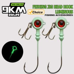 9KM Fishing Jig Heads Hook 5-10pcs Glow Fishing Hook with Treble Hooks Saltwater High Carbon Steel for Walleye Crappie Bass Fish