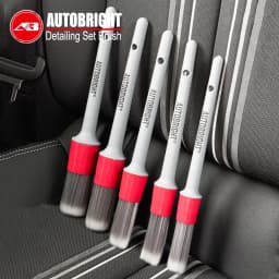 AUTOBRIGHT 5pcs Car Wash Brushes High quality soft brush Dense Bristles Car Detailing Clean Interior Wheel Silver Brush set Tool