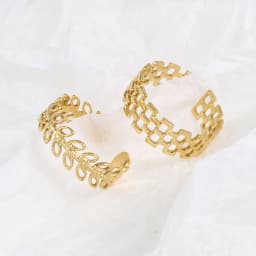 Fashion Stainless Steel Open Rings For Men Women Jewelry Classic Gold Color Link Chain Adjustable Ring Gift (US size 8.5) 18.5mm