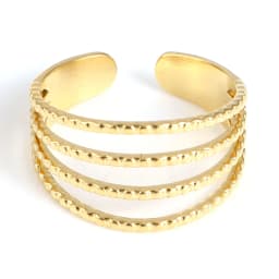 Fashion Stainless Steel Open Rings For Men Women Jewelry Classic Gold Color Link Chain Adjustable Ring Gift (US size 8.5) 18.5mm