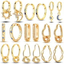 925 Sterling Silver Gold Color Circular Hoop Earrings Golden Earring Fit Original Charms Diy Fine Jewelry For Fashion Women