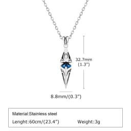 Stylish Blue Stone Man Necklaces Stainless Steel Jewelry Cube Pendant Collar Birthday Party Dad Boyfriend Valentine Gifts