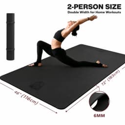 HAPBEAR Extra Large Yoga Mat,48ร72 Inch TPE 6mm/8mm DoubleโSided NonโSlip Wide Fitness Mat with Bag Straps for Home Gym Pilates Workouts