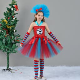 Cat in the Hat Girls Tutu Dress With Headband Dr. Seuss Thing 1 Thing 2 Costume for Kids Birthday Party Cosplay Fancy Dresses