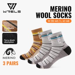 WRELS 1/2/3pairs Merino Wool Socks Warm Thermal Hiking Socks Cushion Sweat Wicking Breathable Compression Merino Wool Socks