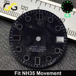 Hot Sale 28.5mm Carbon Fiber Green C3 Luminous Dial Replacement Part Fit NH34 NH35 8215 ETA2824 Mechanical Watch DIAL Custom