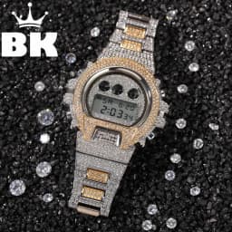 Hip Hop Full Iced Out Men Watches Stainless Steel Fashion Luxury Rhinestones Quartz Square Wristwatches Business Watch