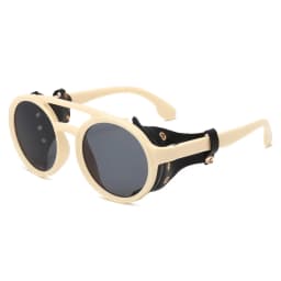 Retro Sunglasses Men Women Leather Round Glasses Vintage Goggles Anti Wind Outdoors Sports Sun Glasses UV400