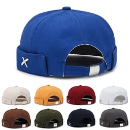 Vintage Men's Summer Cotton Brimless Skullies Cap Solid Color Street Portable Docker Hats Multipurpose Beanie Hat Hip Hop Hats