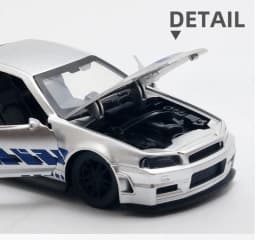 1:36 NISSAN GTR & RX7 MX5 Openable Doors Pull Back Toy, Painted Vehicle Collectible Ornament, Ideal Birthday Gift for Kids