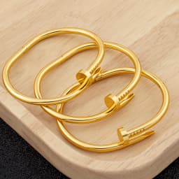Gold Plated Bracelet Hip Hop Style Unique Fashion Fun Design Curved Unisex Jewelry