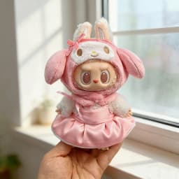 Kawaii Cartoon Anime Cosplay Clothing for 17cm Labubu Mini Plush Dolls Cute Costume Outfits Handmade Dolls Accessories Good Gift