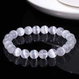 JD Natural White Selenite Stone Bead Bracelet Women Men 100% Real Gypsum Round Stone 6 8 10mm Stretch Bangles Mineral Yoga Gift