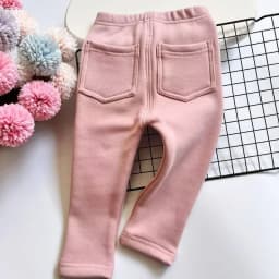 New Winter Children's Jeans Boys and Girls' Solid Color Thin Velvet Elastic Belt Jeans Infant Elastic Denim Pants 1-6Y