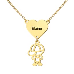 Jeshayuan New Trend Boy Girl Engraved Custom Name Necklace For Kids Stainless Steel Box Chain Necklaces Family Jewelry Gift