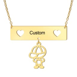 Jeshayuan New Trend Boy Girl Engraved Custom Name Necklace For Kids Stainless Steel Box Chain Necklaces Family Jewelry Gift