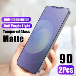 2Pcs Anti Blue Ray Fingerprint Matte Tempered Glass for iPhone X XS XR 11 12 13 mini 14 15 16e 16 Pro Max Plus Screen Protector