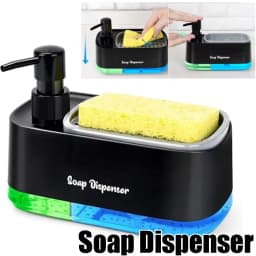 Dual Pump Soap Dispenser Set 3-in-1 Kitchen Organizer with Sponge Storage Box for Sink and Countertop Compact Cleaning Solution
