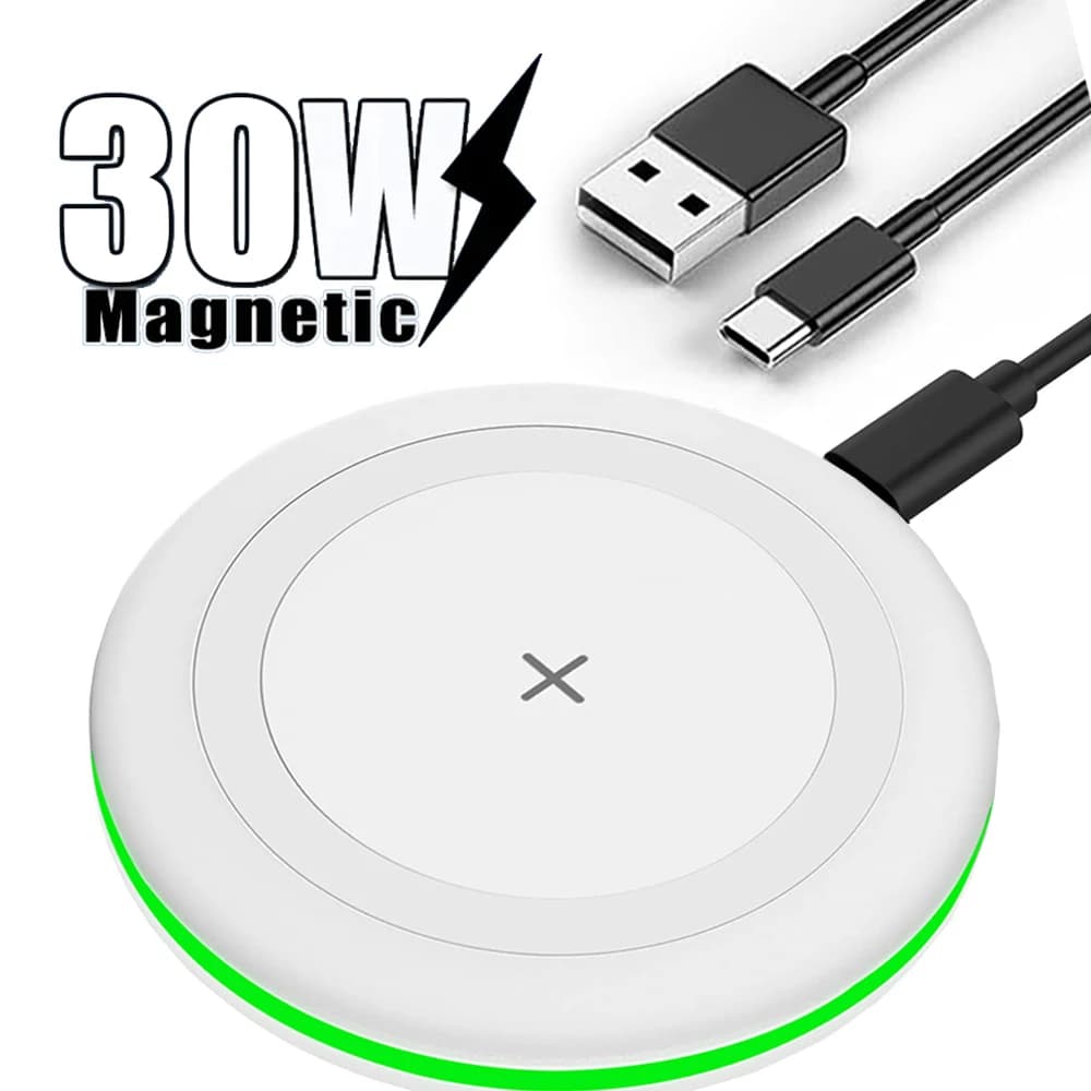 30W Wireless Charger LED Phone Charger Stand Suitable for IPhone17 -12 Pro Max 8 - Fast Charging Base for Xiaomi Samsung S25 26