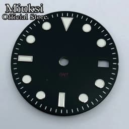 Miuksi 29mm black white blue green watch dial luminous dial fit NH34 NH35 movement