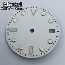Miuksi 29mm black white blue green watch dial luminous dial fit NH34 NH35 movement
