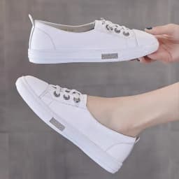 Genuine Leather Casual Sneakers for Women Spring Summer Lace Up Flats Girls Loafers Shoes Ladies Vulcanized Shoes White