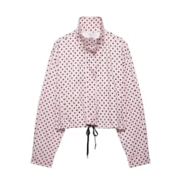 HH Fashion Women's Polka Dot Print Short Coats Autumn Long Sleeves Turtleneck Zipper With Pockets Drawstring Casual Jacket