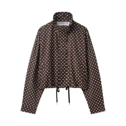 HH Fashion Women's Polka Dot Print Short Coats Autumn Long Sleeves Turtleneck Zipper With Pockets Drawstring Casual Jacket