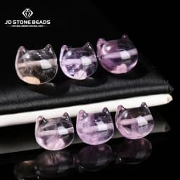 1 Pc Natural Amethyst Carved Faceless Cat Beads With Hole Cartoon Pendant For Jewelry Making Diy Necklac Bracelet Accessory
