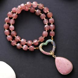 Luxury Natural Quartz Heart Zircon Spring Lock Pendant Necklaces Crystal Healing Lariat Necklace Jewelry Dropshipping