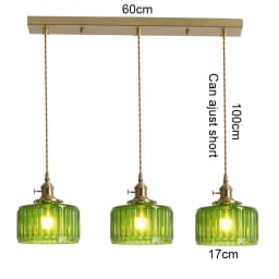 LED Vintage Glass Pendant Light Green Hanging Lamps Living Room Decor Luminaire Hall Bedroom Dining Room Indoor Fixture Lustre