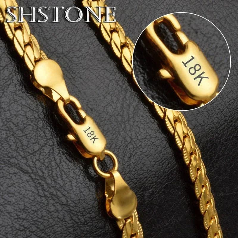 18K Gold 925 Sterling Silver 6mm Full Sideways Necklace 8/18/20/24 Inch Chain For Woman Men Fashion Wedding Engagement Jewelry
