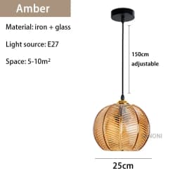 Modern Nordic Striped Glass Pendant Light for Kitchen Island Dining Bedroom Hanging Ceiling Lamp Home Decor Chandelier