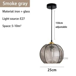 Modern Nordic Striped Glass Pendant Light for Kitchen Island Dining Bedroom Hanging Ceiling Lamp Home Decor Chandelier