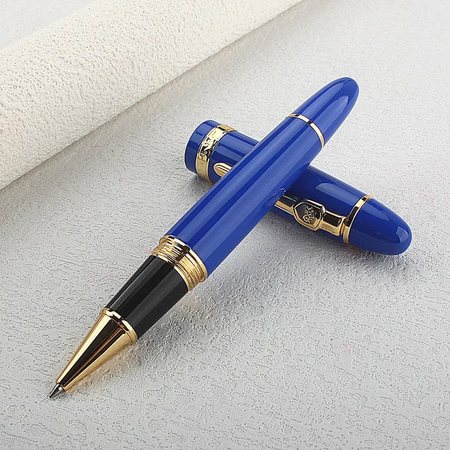 Jinhao 159 Luxury Yellow and Silver Clip Ballpoint Pen with Velvet Bag Free Shipping Rollerball Pens