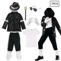 Kids Halloween Cosplay Outfit Boys Dance Show Performance Party Michael Jackson Carnival Pop Star Costume