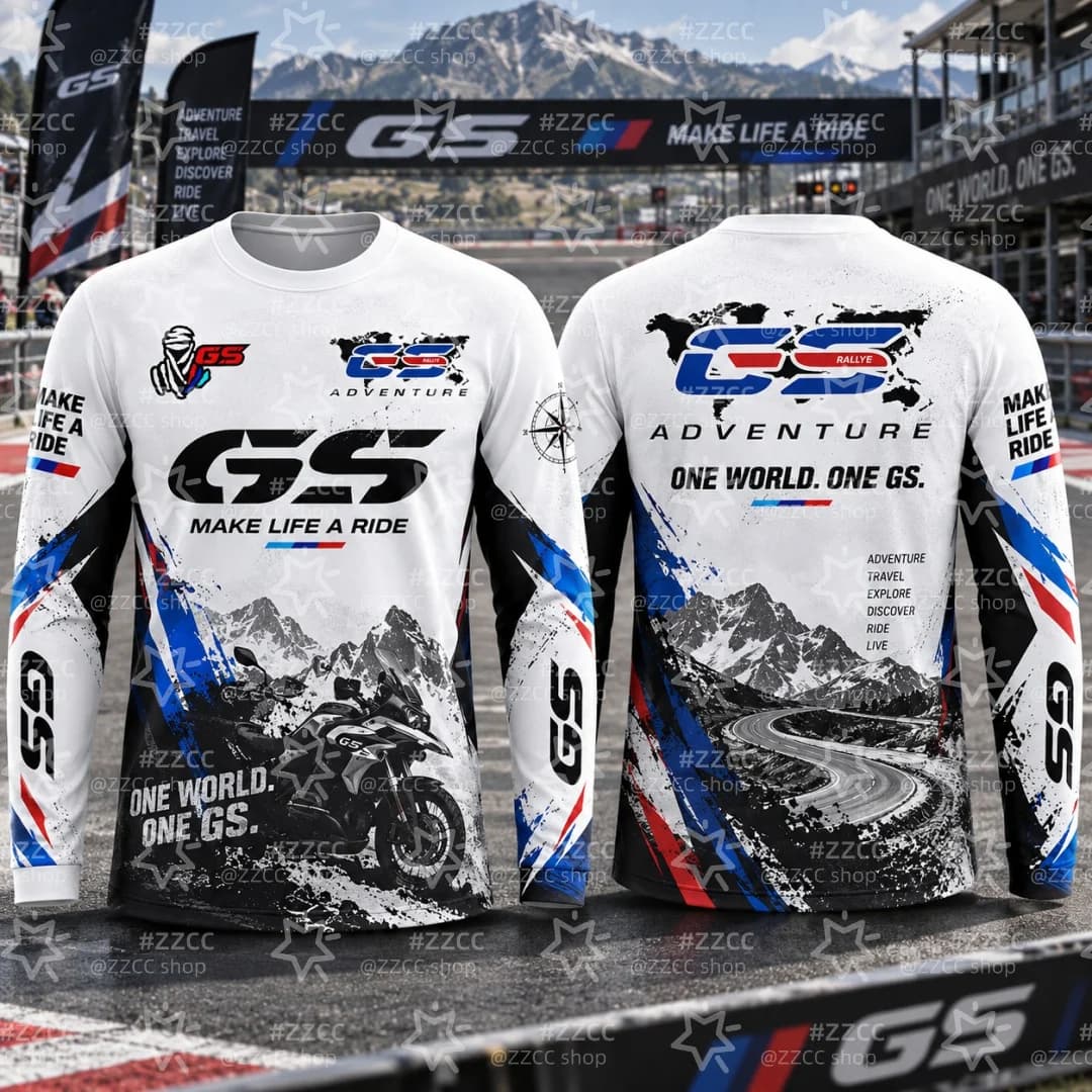GS Adventure Motorcycle Long Sleeve T‑Shirt Men Motorbike Off‑Road Racing Jersey Unisex Motocross Casual Tops For Rider Fans