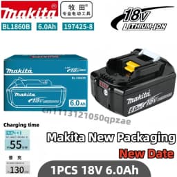 100% Genuine Makita 6Ah for Makita 18V Battery BL1860B BL1840 BL1830B BL1850B BL1850 BL1860 BL1815 Replacement Lithium Battery