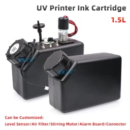 1.5L UV Ink Cartridge for UV Flatbed Printer Ink Bottle with Level Sensor Stirring Motor 1.5L Bulk CISS 1500ml White Ink Tank