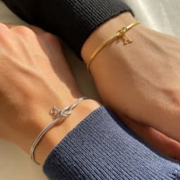 Custom Initial Love Knot Bracelet, Dainty Stainless Steel Couple Snake Chain Infinity Knot Bracelet Set, Handmade Christmas Gift
